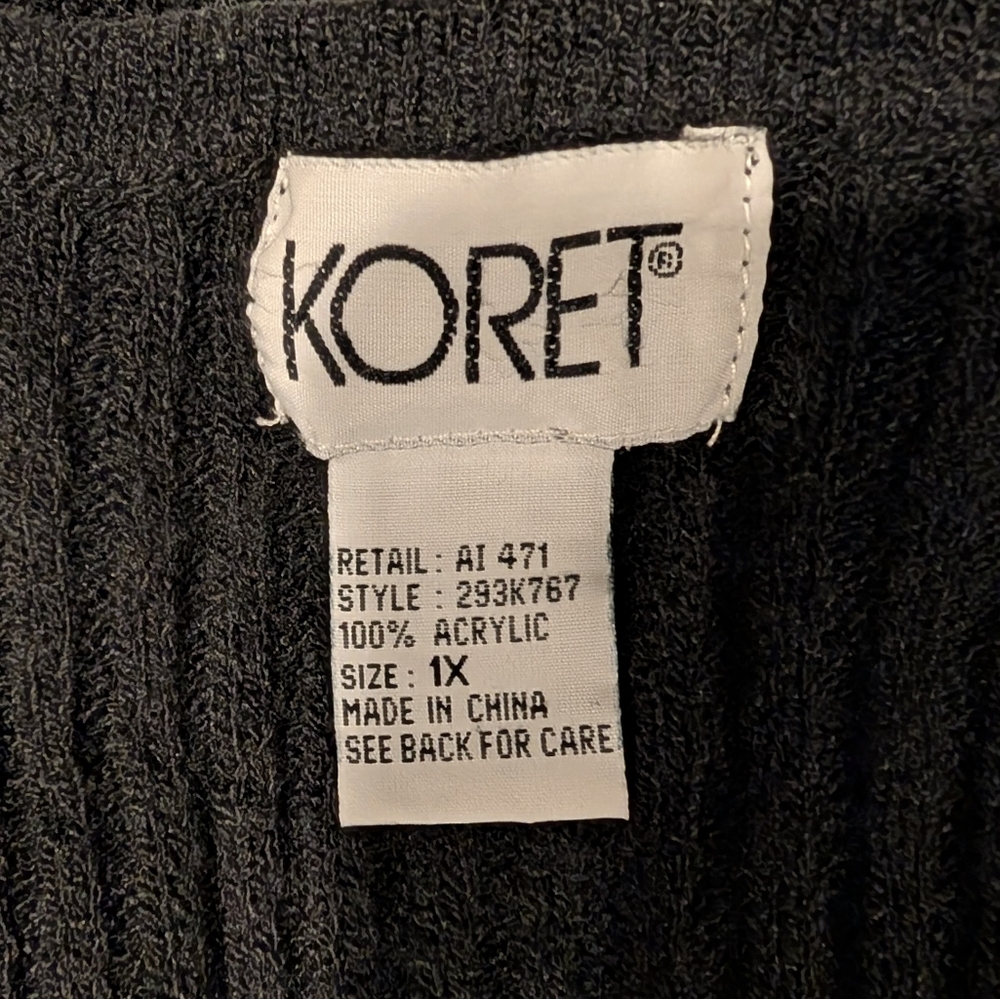 Vintage 90s Koret mixed pattern, V-neck, button up cardigan sweater vest. 1X - Picture 12 of 13